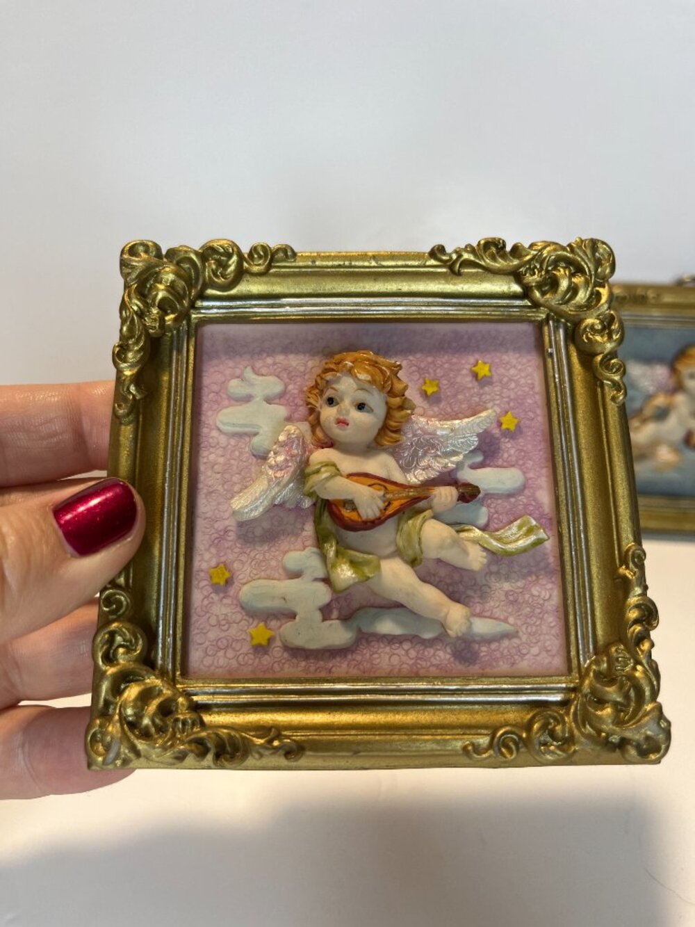 Mini Cherub Baby Gilded Frames 3D Gold Ornate Vintage Gallery Wall Angel Decor